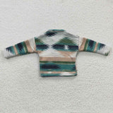 Navy Green Stripe Shirt Boys Long Sleeve Top