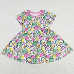 Rainbow Clover Stars Girls St. Patrick's Day Dress