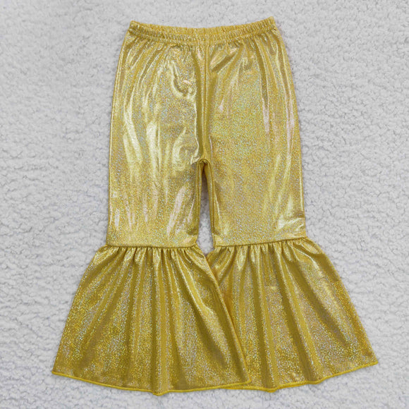 Golden Satin Bell Bottoms Pants