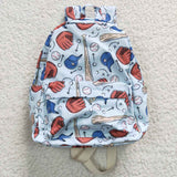 Baseball Print Sky Blue Backpack