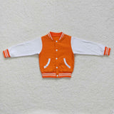 Orange White Baseball Jacket Boys Long Sleeve Top