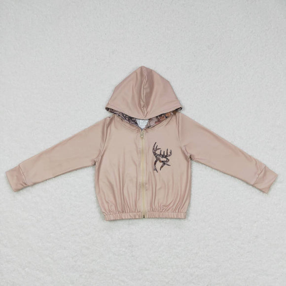 Jungle Deer Light Brown Crop Girls Hoodie Top