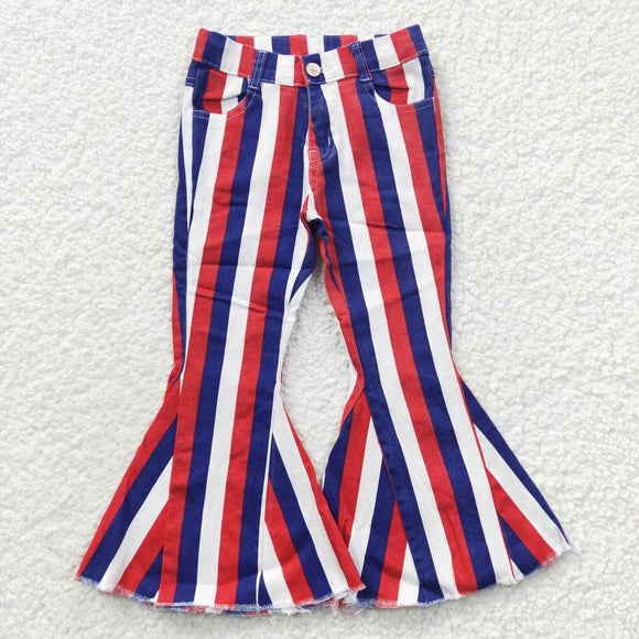 Red Blue White Stripe Flared Girls 4th of July Pant Jeans