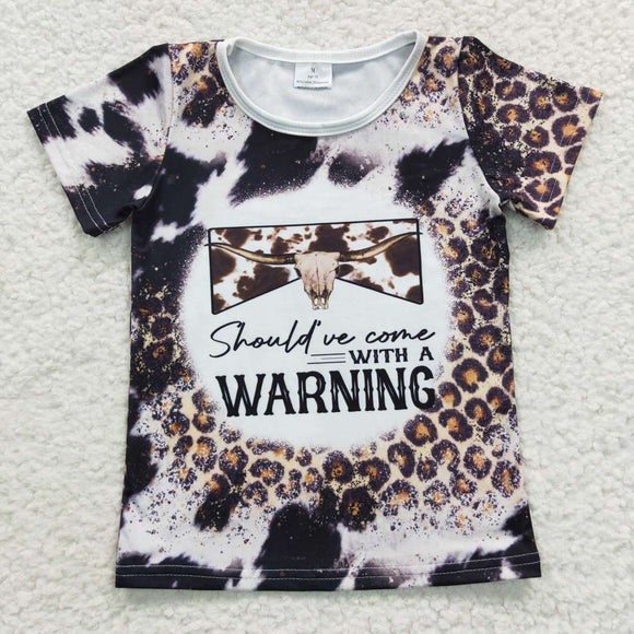 Warning Leopard Print Girls Short Sleeve Top