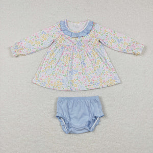 Floral Blue Ruffles Girls Bummies Sets