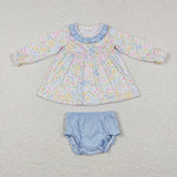 Floral Blue Ruffles Girls Bummies Sets