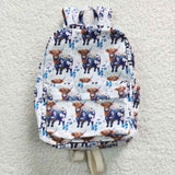 Highland Cow Floral White Backpack