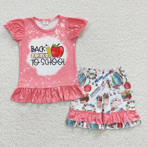 Pencil Apple Pencil Ruler Pink Girls Back to School Outfits