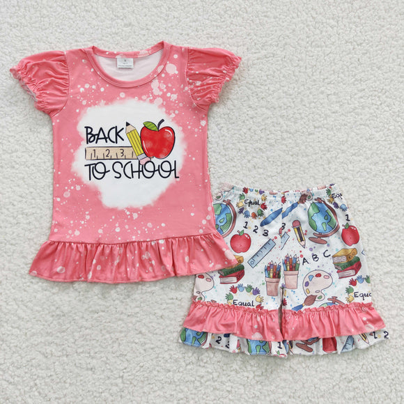 Pencil Apple Pencil Ruler Pink Girls Back to School Outfits