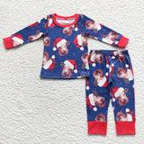 Cow Navy Red Boys Christmas Pajamas