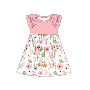 Personal customization- Floral Pink Ruffles White Girls Easter Dress