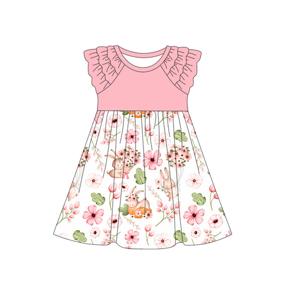 Personal customization- Floral Pink Ruffles White Girls Easter Dress