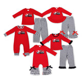 Heart Tractor Black Plaid Red Boys Valentine Outfits