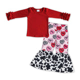 Solid Red Giddy Up Heart Pink Girls Valentines Outfits