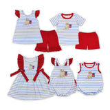 Flag Dog Stripe Red Boys 4th of July Outfits