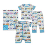 Truck Eggs Blue Green Boys Easter Romper