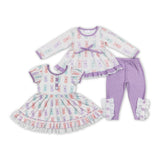 Bunny Purple Beige Girls Easter Dress