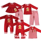 Gingerbread Red Stripe Girls Christmas Romper