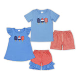 Popsicle Red Plaid Blue Boys 4th of July Outfits