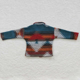 No Pocket Blue Red Stripe Shirt Boys Long Sleeve Top