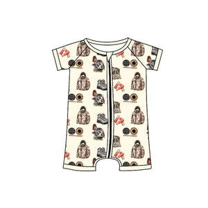 Personal customization- Turkey Hunt Cream Boys Summer Romper 02