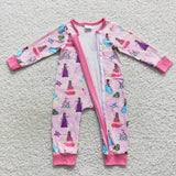 Cartoon Princess Pink Girls Fall Romper