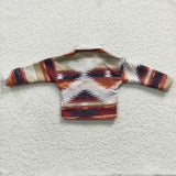 Navy Red Orange Stripe Shirt Boys Long Sleeve Top