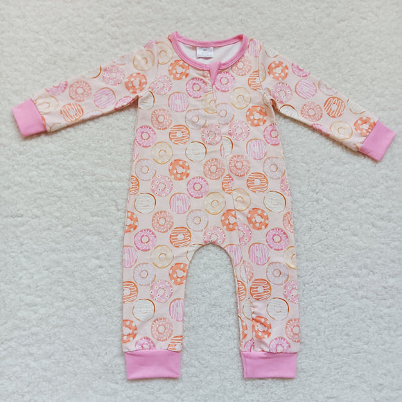 Donut Pink Girls Fall Romper