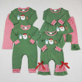 Milk Santa Cookies Red Plaid Green Boys Christmas Romper