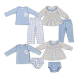 Floral Blue Ruffles Girls Bummies Sets