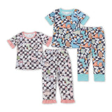 Dinosaur Eggs Rainbow Plaid Pink Girls Easter Pajamas