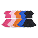 Solid Orange Athletic Shorts Girls Skirts Sets