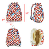 Cartoon Dogs Red White Plaid Backpack