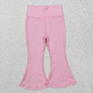 Solid Light Pink Girls Yoga Pants