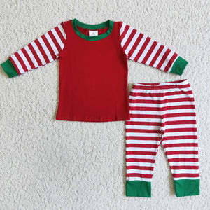 Stripe Red Boys Christmas Pajamas