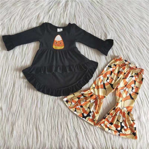 Promotional Candy Black Orange Girls Halloween Outfits