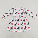 Dinosaur Love White Girls Valentine Dress