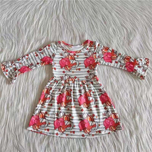 Promotional Pumpkin Stripes Girls long Sleeve Dress