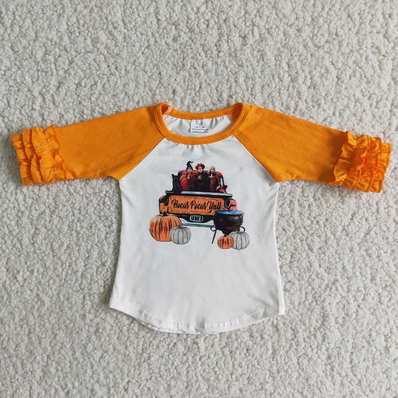 Promotional Cartoon Pumpkin Orange Girls Halloween Top