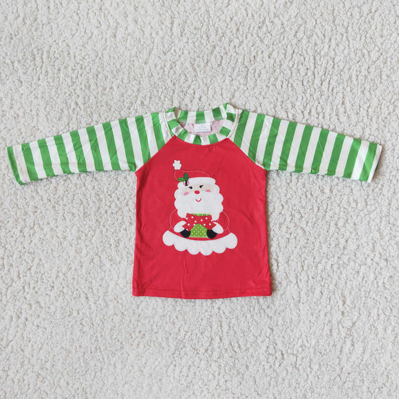 Promotional Santa Green Stripe Red Boys Christmas Top