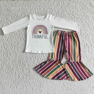 Promotional Thankful Stripe Girls Thanksgiving Outfits