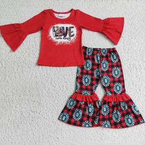 Promotional Love Came Down Gems Plaid Red Girls Christmas Outfits