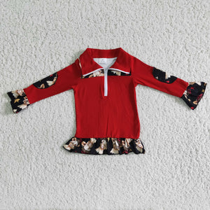 Promotional Cow Polo Red Girls Christmas Top