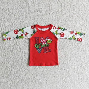 Promotional Love Cartoon Red Boys Christmas Top