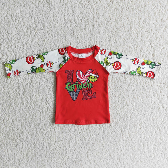 Promotional Love Cartoon Red Boys Christmas Top