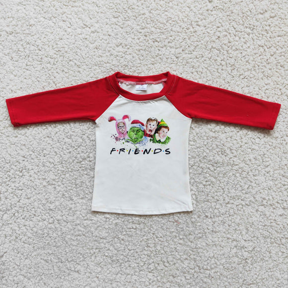 Promotional Cartoon Friends Red White Boys Christmas Top