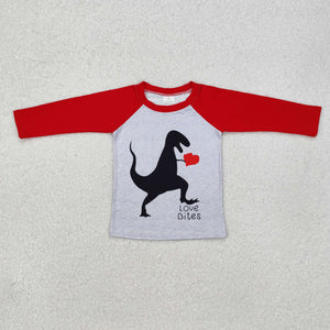 Dinosaur Heart Red Boys Valentine Top