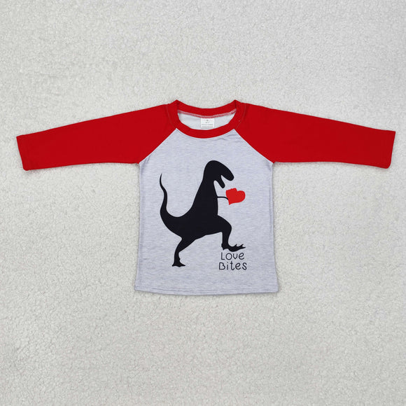 Dinosaur Heart Red Boys Valentine Top