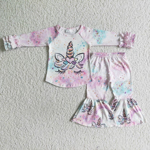 Promotional Unicorn Pink Girls Long Sleeve+Trousers Sets