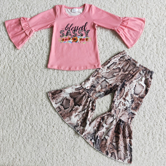 Promotional Sassy Pink Girls Long Sleeve+Trousers Sets